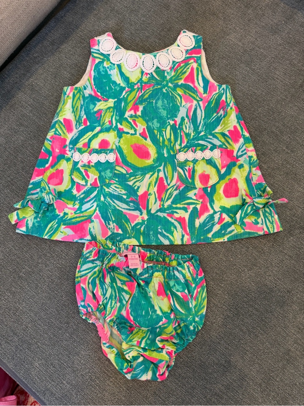 Lilly Pulitzer Baby Lilly Corduroy Shift Dress Set - Guac and Roll 3-6mo